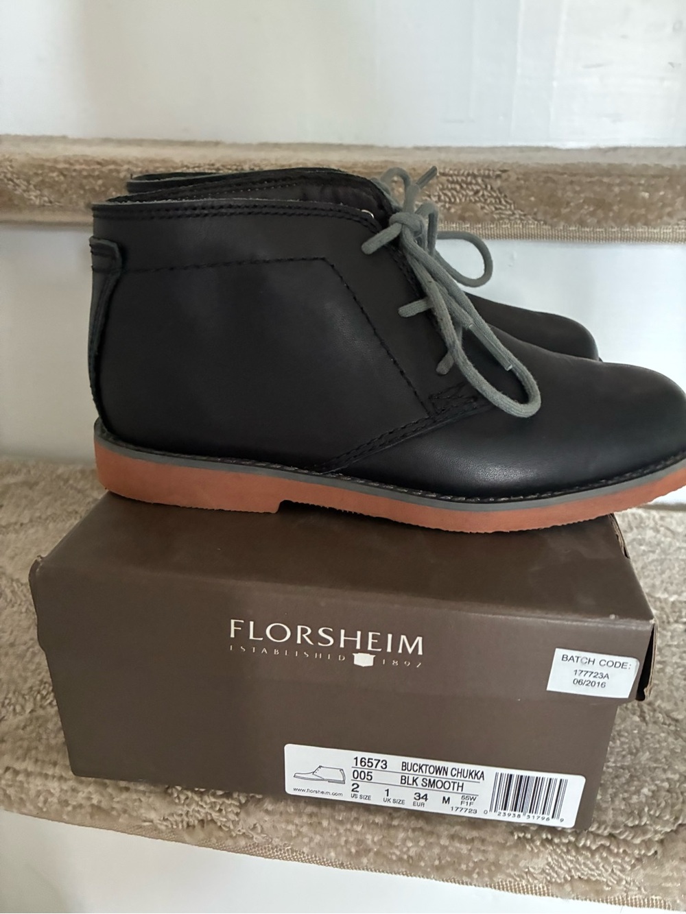 Florsheim Black Bucktown Chukka Boots - Boys Leather Casual Shoes